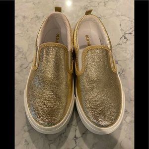 Girls size 12 gold and white slip on shoes